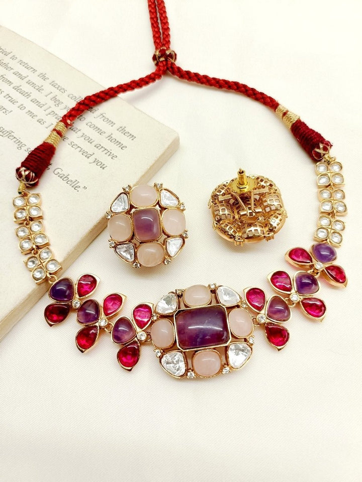 Shibani Multi Colour Kundan Choker Set - House of Sarvati LLC