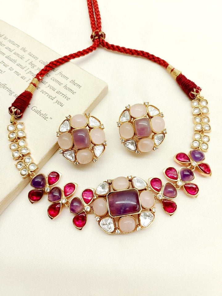 Shibani Multi Colour Kundan Choker Set - House of Sarvati LLC