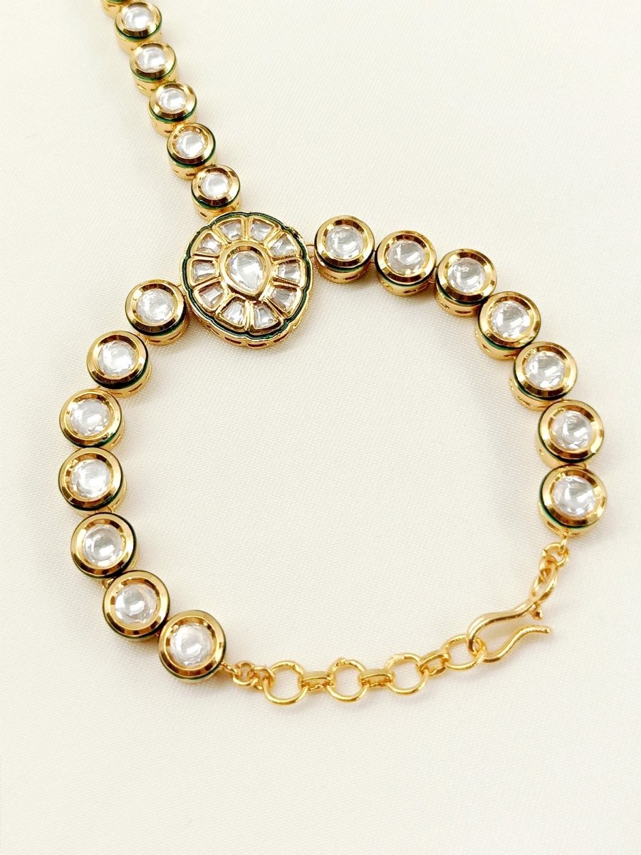 Shikha White Kundan Hathphool Set Of 2 - House of Sarvati LLC
