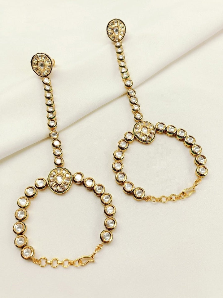 Shikha White Kundan Hathphool Set Of 2 - House of Sarvati LLC