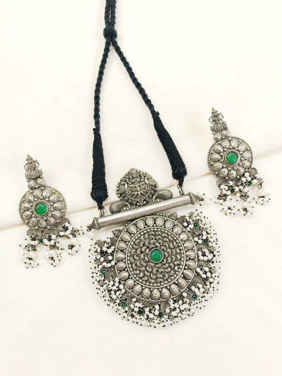 Shokhi Green Oxidized Necklace Set - House of Sarvati LLC