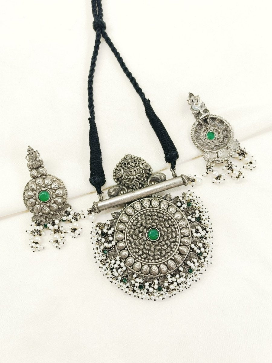 Shokhi Green Oxidized Necklace Set - House of Sarvati LLC