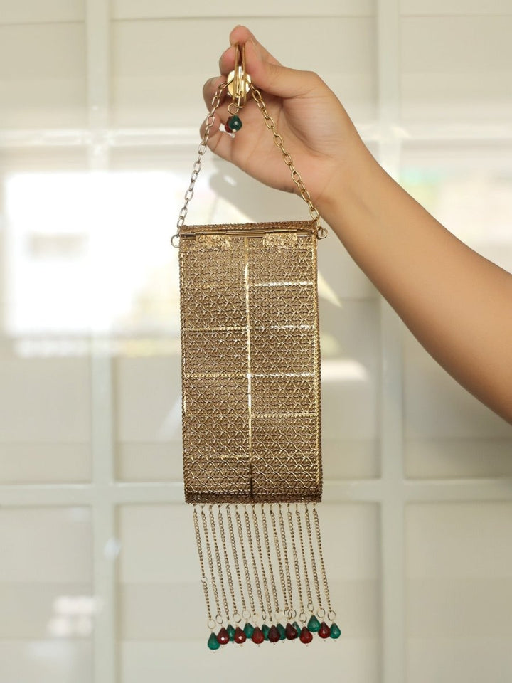 Shristi Golden Mobile Pouch - House of Sarvati LLC