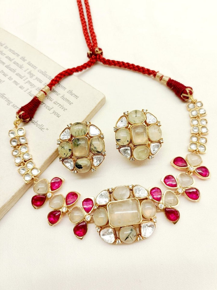 Shubhangi Multi Colour Kundan Choker Set - House of Sarvati LLC