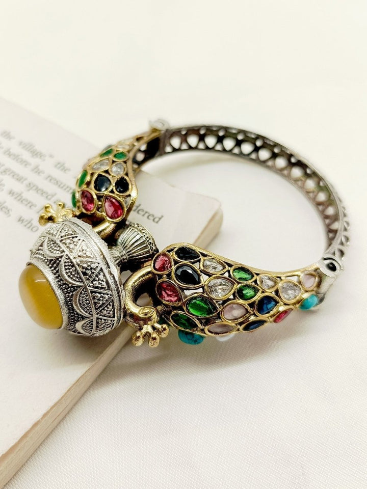 Shubhi Multi Colour Peacock Oxidized Bracelet - House of Sarvati LLC