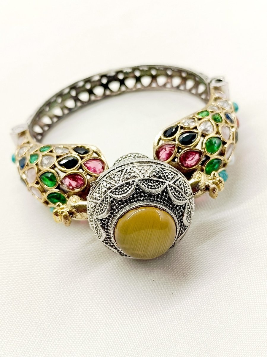 Shubhi Multi Colour Peacock Oxidized Bracelet - House of Sarvati LLC