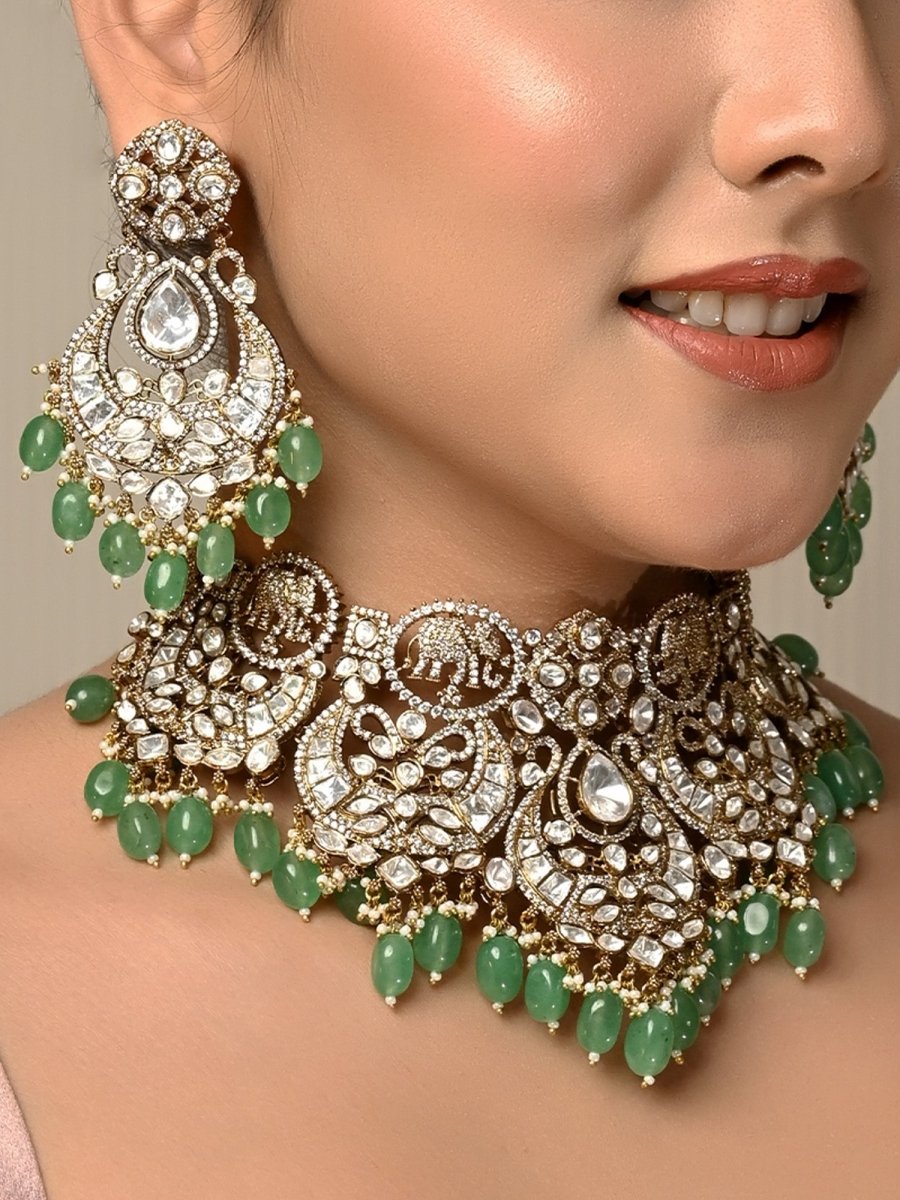 Signata Mint Green Victorian Necklace Set - House of Sarvati LLC