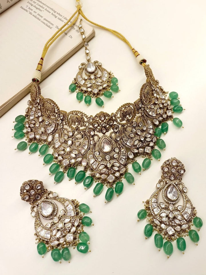 Signata Mint Green Victorian Necklace Set - House of Sarvati LLC
