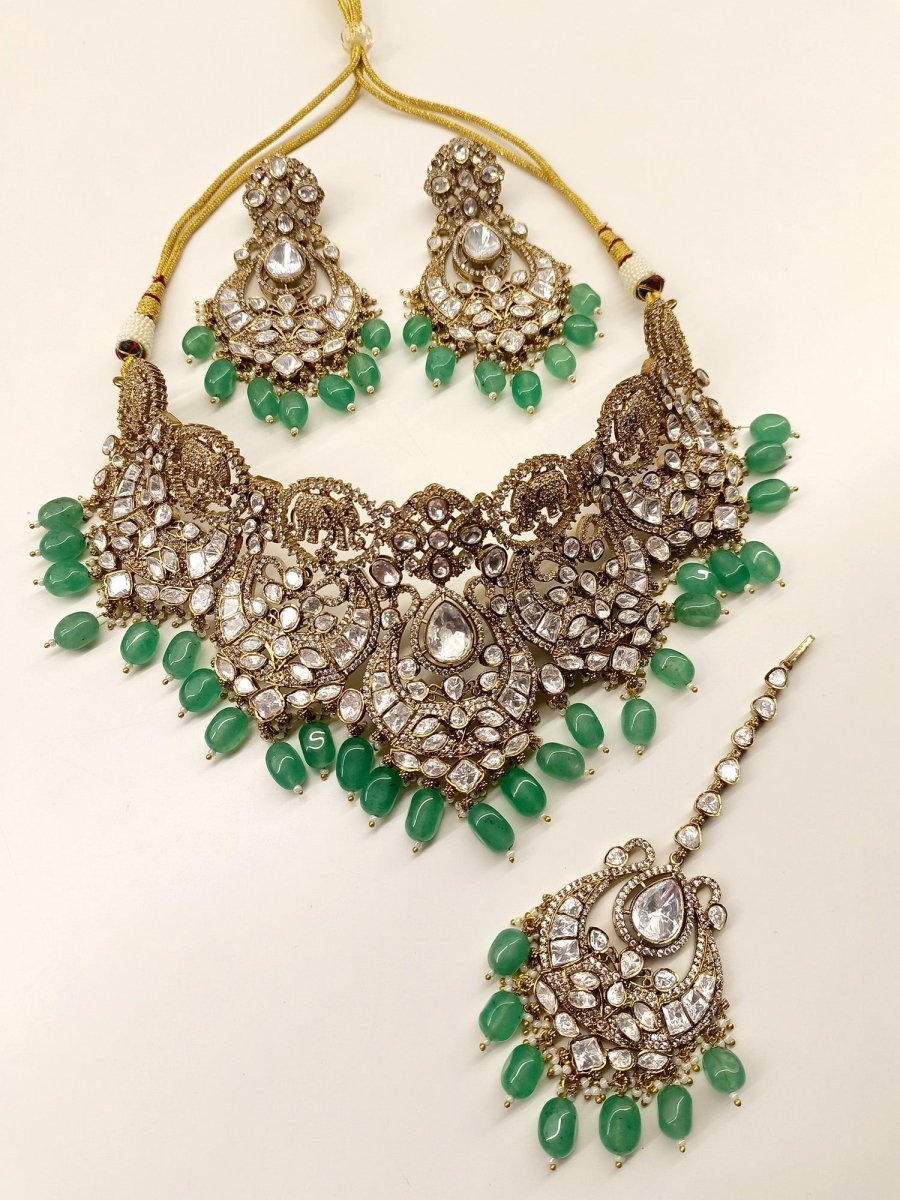 Signata Mint Green Victorian Necklace Set - House of Sarvati LLC