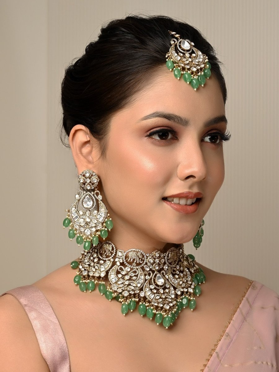Signata Mint Green Victorian Necklace Set - House of Sarvati LLC