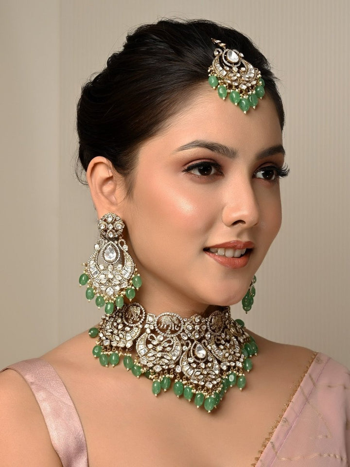 Signata Mint Green Victorian Necklace Set - House of Sarvati LLC