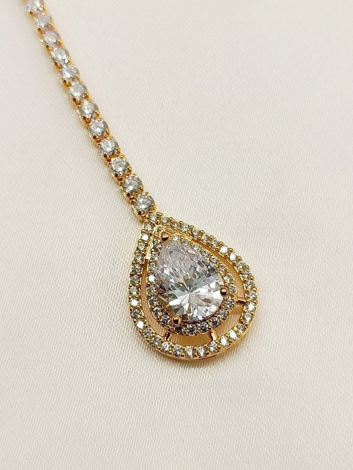 Simone White American Diamond Maang Teeka - House of Sarvati LLC