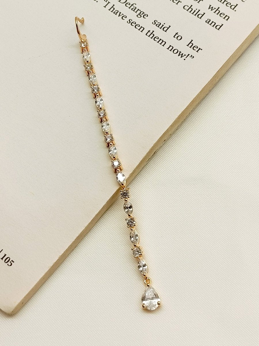 Soona White American Diamond Maangtikka - House of Sarvati LLC