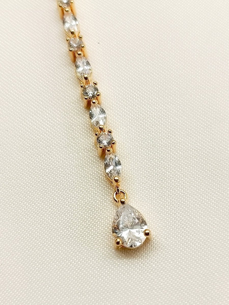 Soona White American Diamond Maangtikka - House of Sarvati LLC