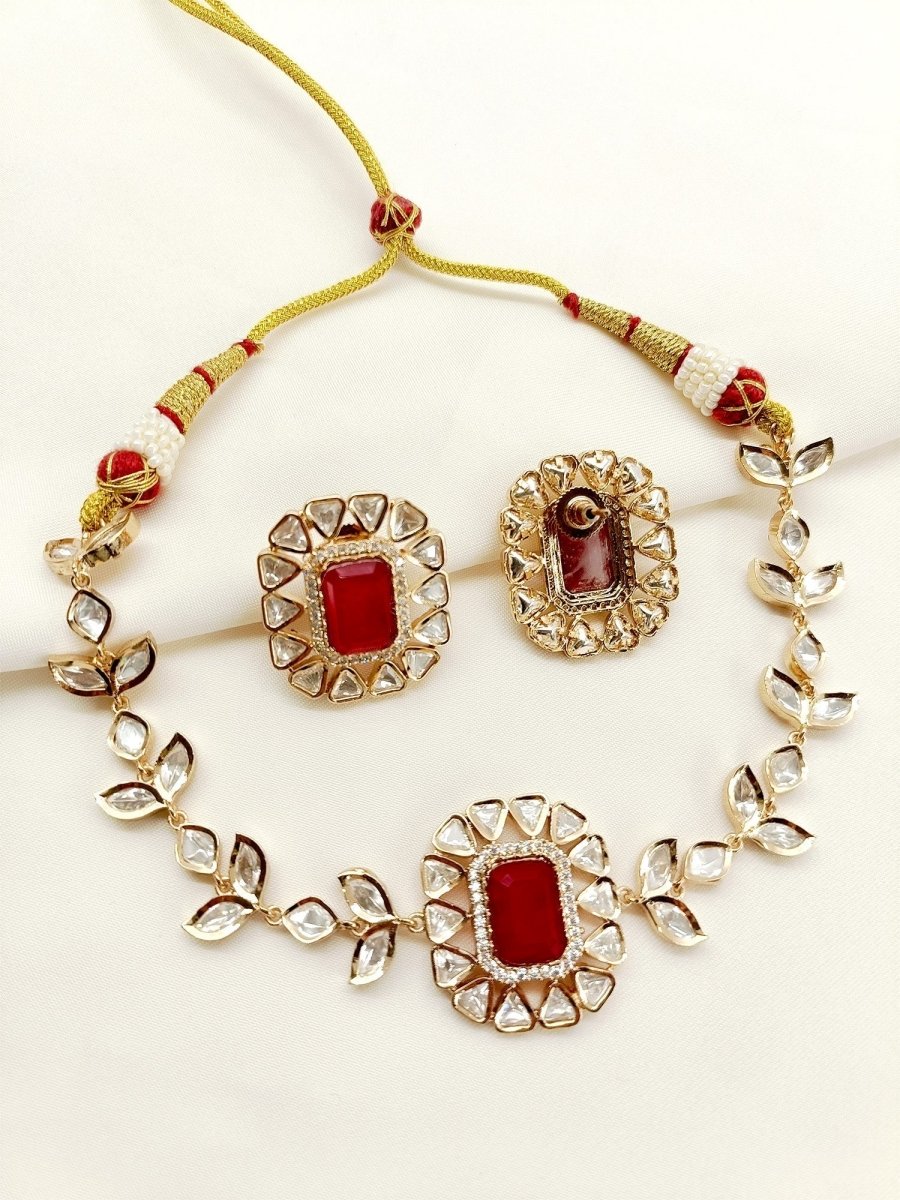 Stuti Ruby Kundan Choker Set - House of Sarvati LLC