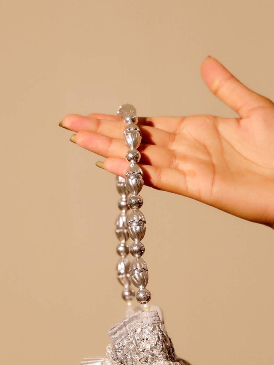 Subhika Silver Potli Bag - House of Sarvati LLC