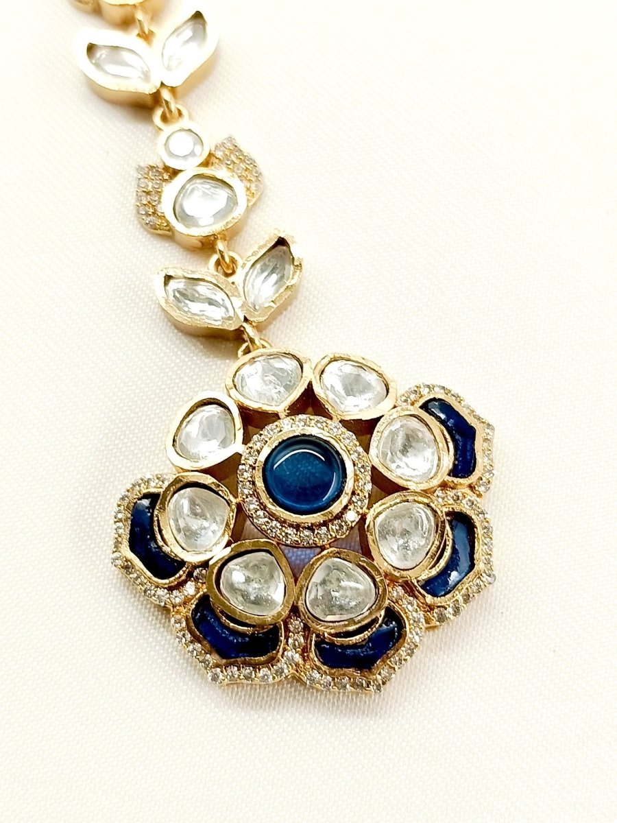 Suhana Blue Kundan Maangteeka - House of Sarvati LLC