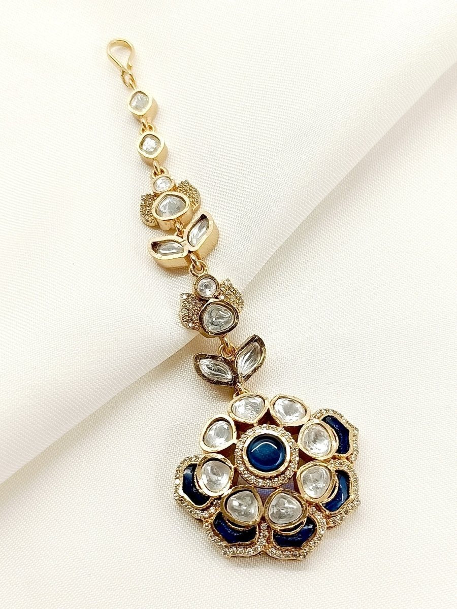 Suhana Blue Kundan Maangteeka - House of Sarvati LLC