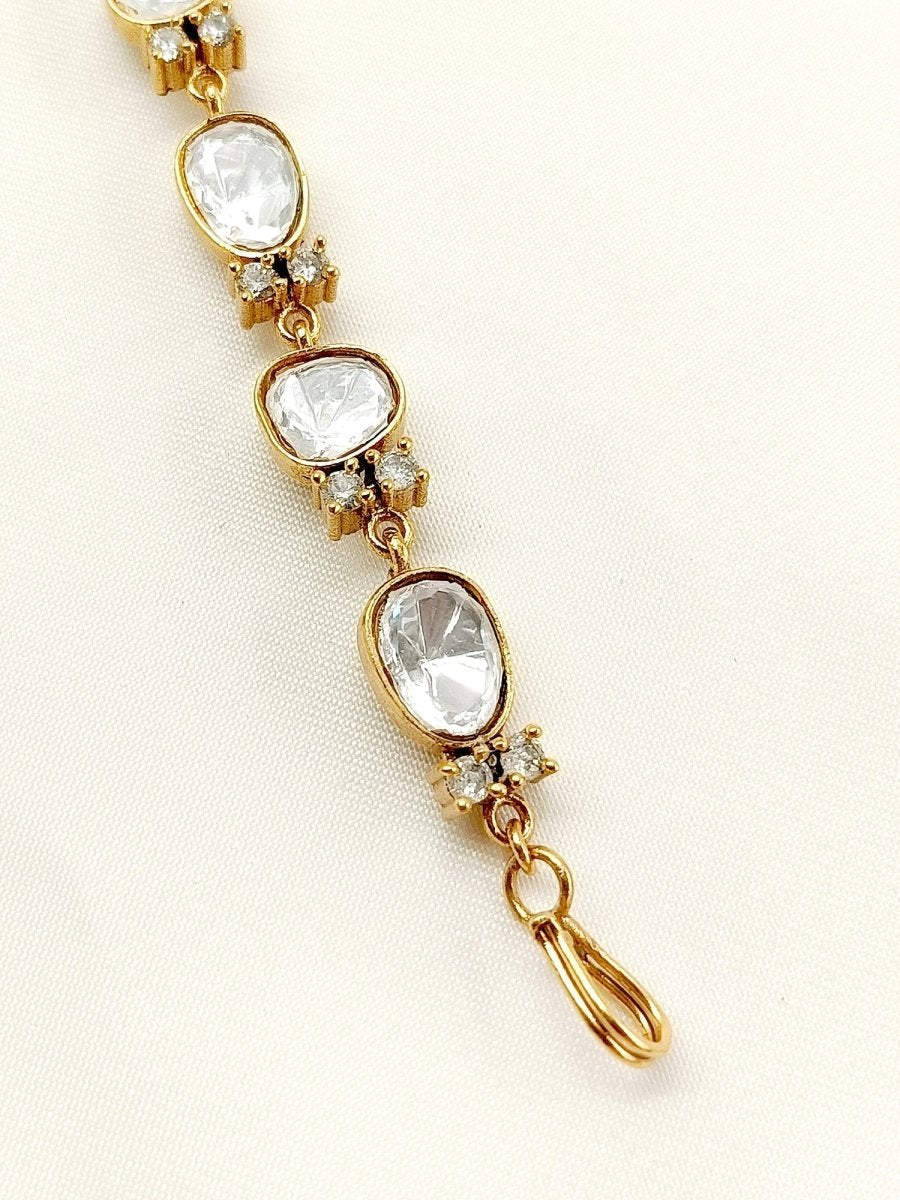 Tahera White Kundan Bracelet - House of Sarvati LLC