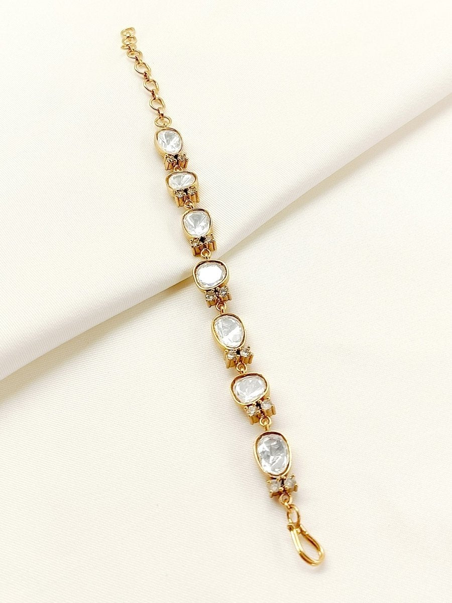 Tahera White Kundan Bracelet - House of Sarvati LLC