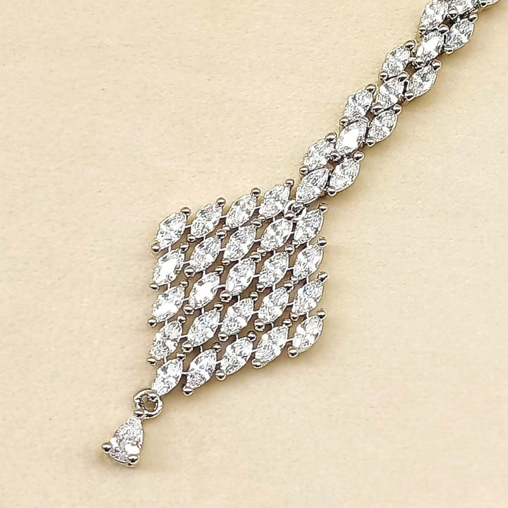 Tanuja American Diamond Silver Plated Beautiful Teeka - House of Sarvati LLC
