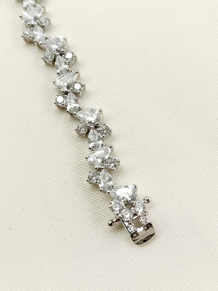 Tanvi White American Diamond Bracelet - House of Sarvati LLC