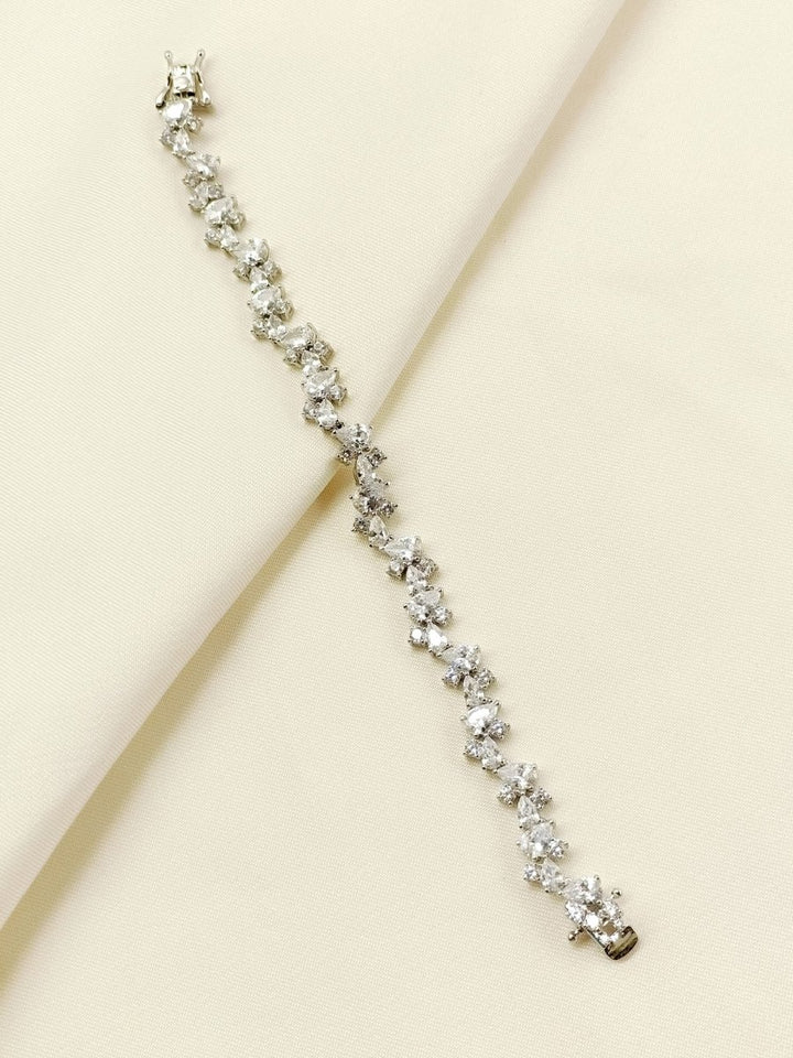 Tanvi White American Diamond Bracelet - House of Sarvati LLC