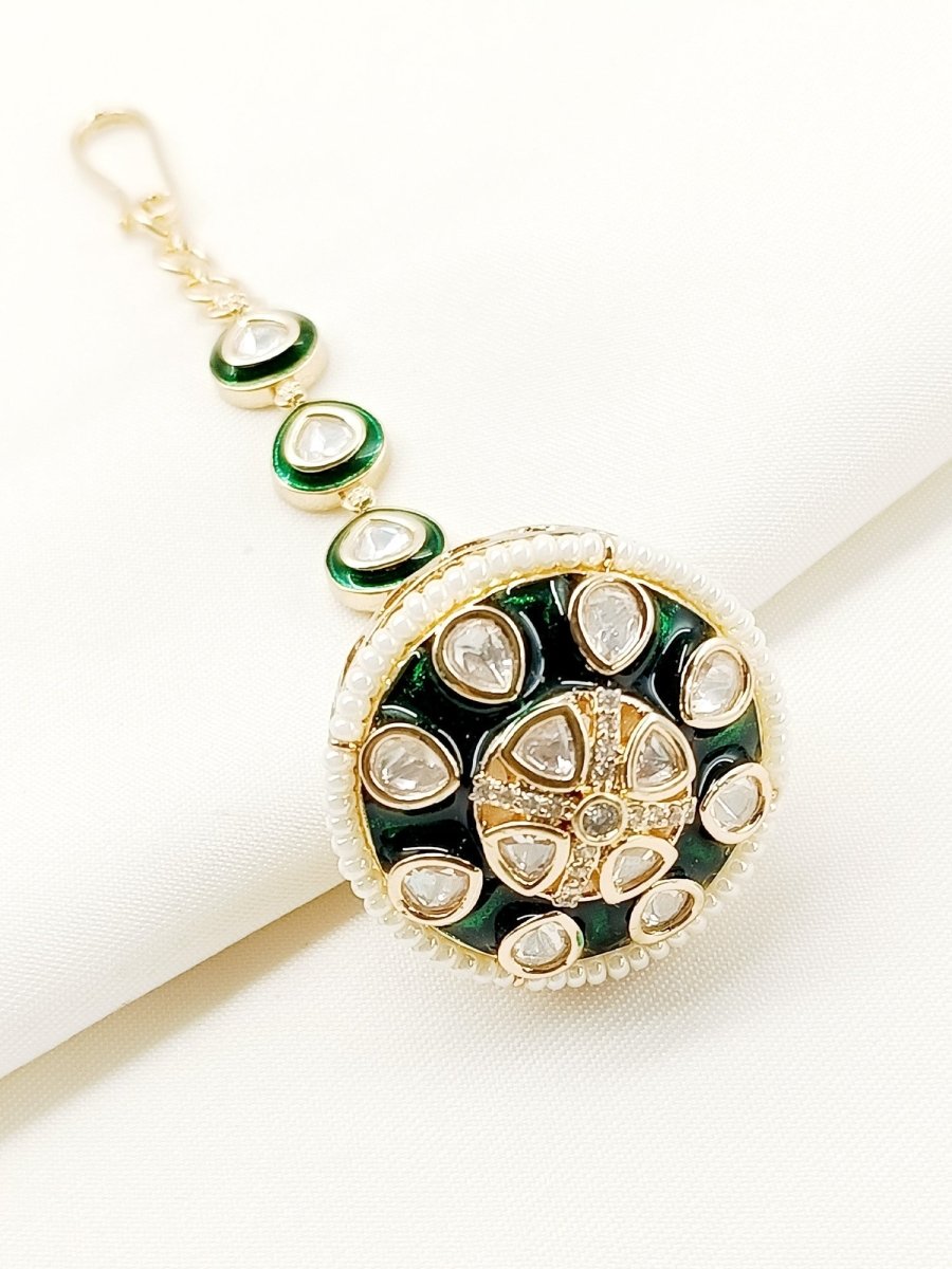 Tarunyan Green Kundan Borla - House of Sarvati LLC