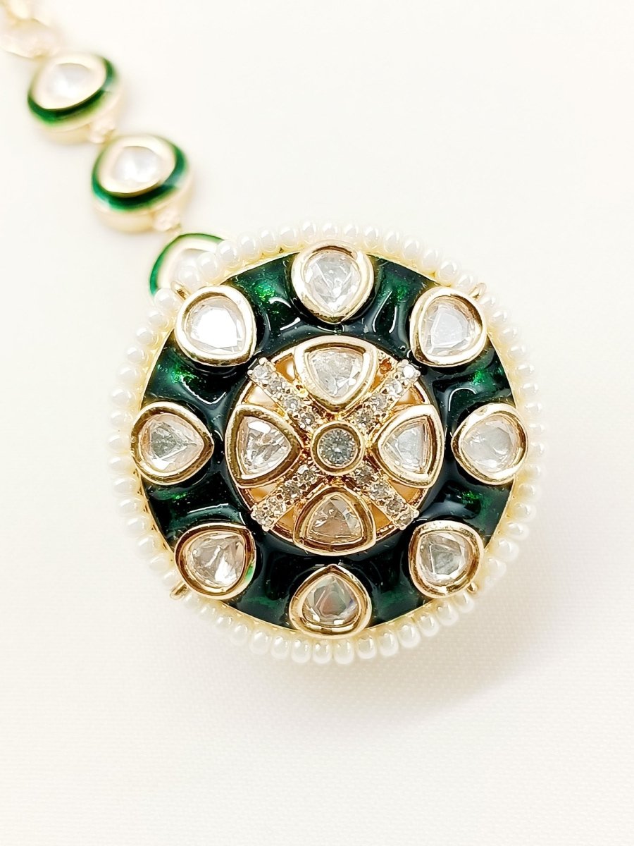 Tarunyan Green Kundan Borla - House of Sarvati LLC