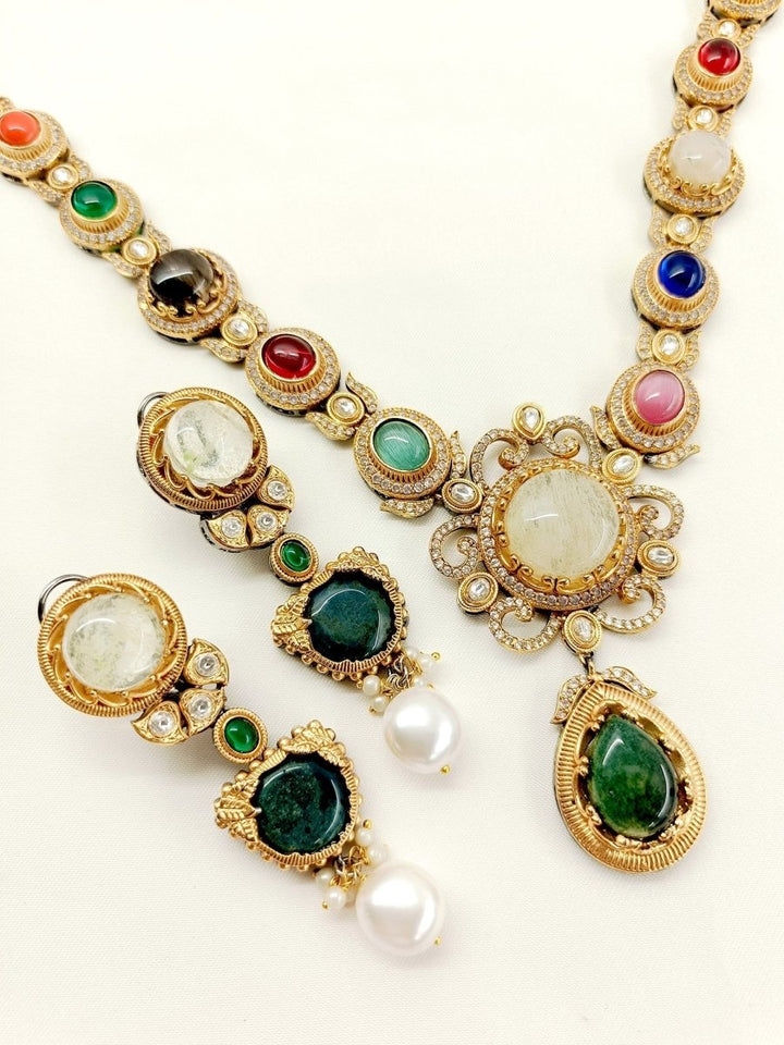 Tehreem Multi Colour Boutique Necklace Set - House of Sarvati LLC
