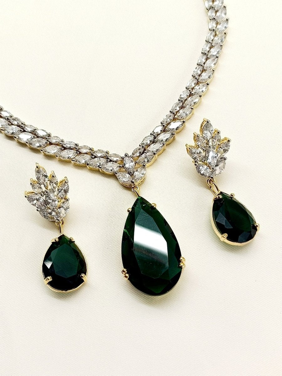 Tinsley Multi Colour American Diamond Necklace Set - House of Sarvati LLC