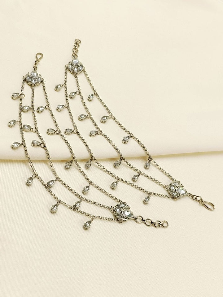 Tiya Silver Traditional Ear Chain - House of Sarvati LLC