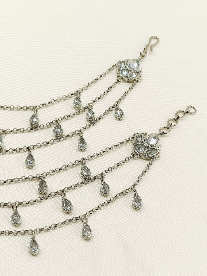 Tiya Silver Traditional Ear Chain - House of Sarvati LLC