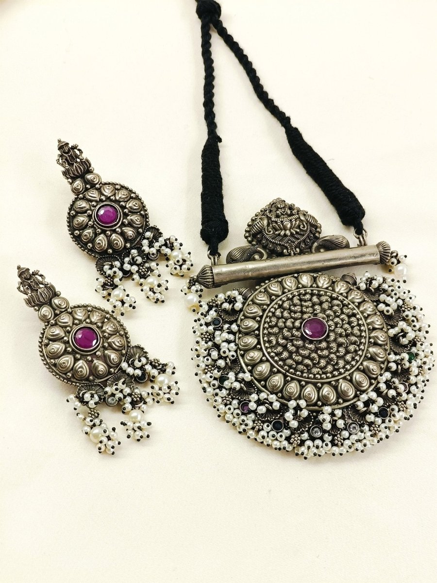 Twinking R&G Oxidized Necklace Set - House of Sarvati LLC