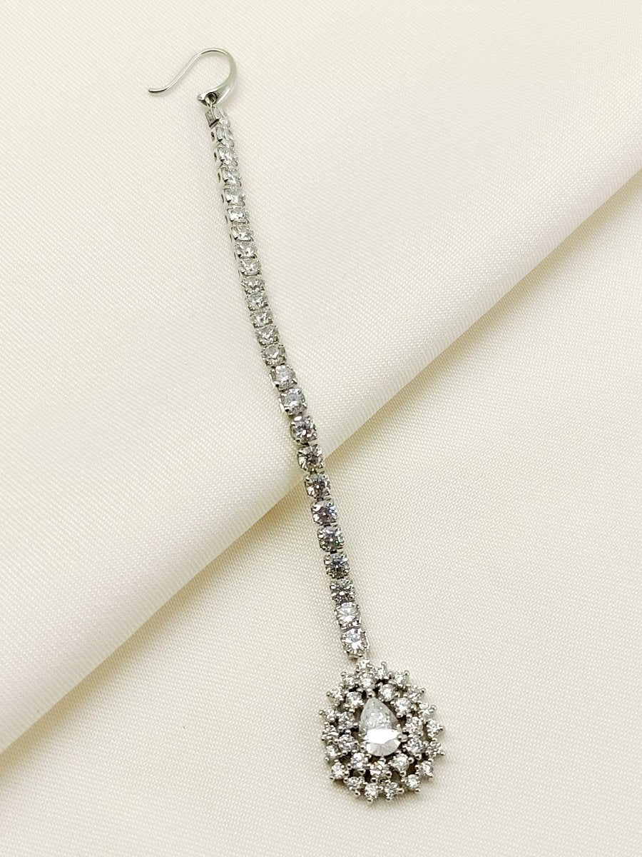 Urula White American Diamond Teeka - House of Sarvati LLC
