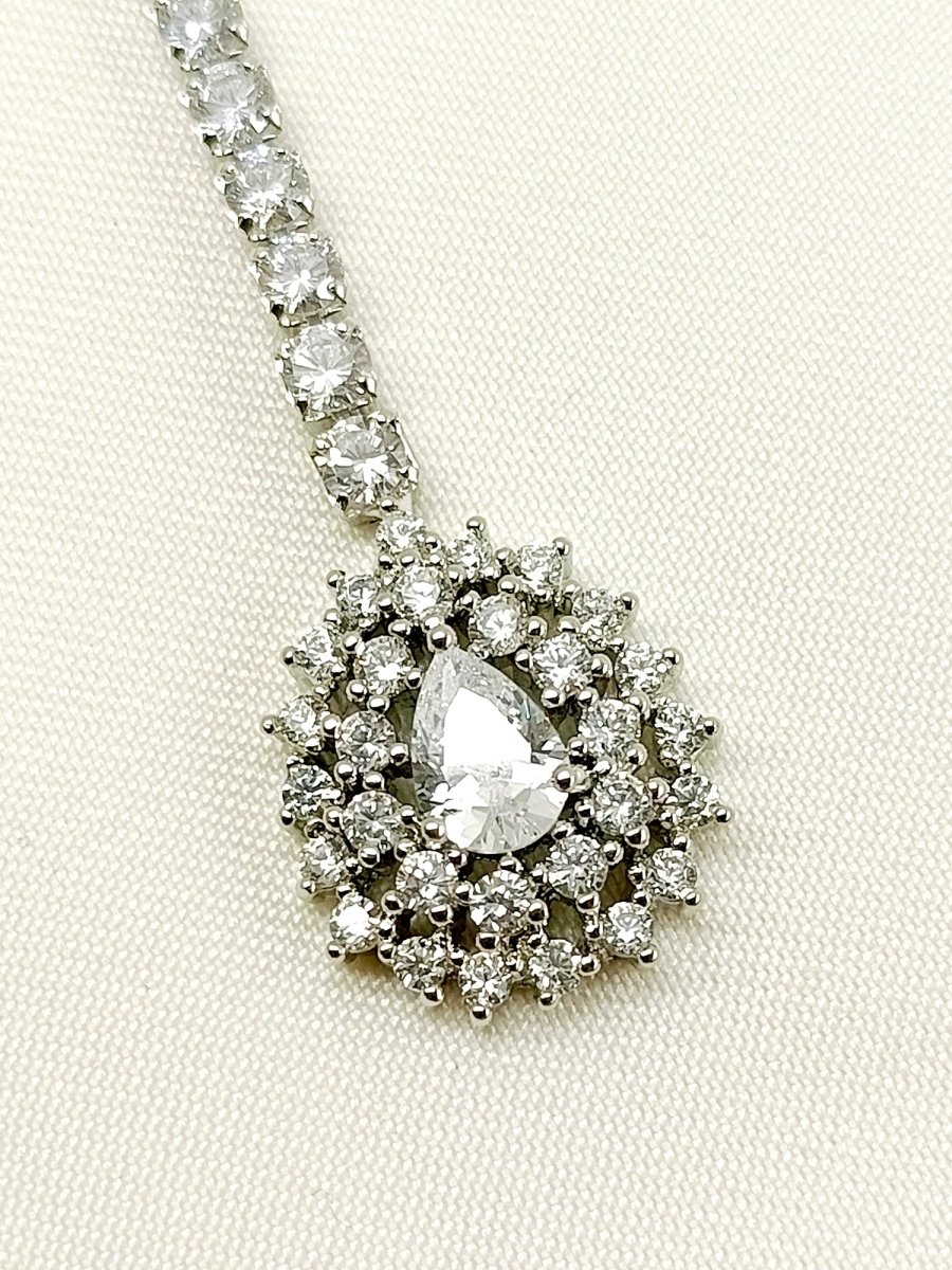 Urula White American Diamond Teeka - House of Sarvati LLC