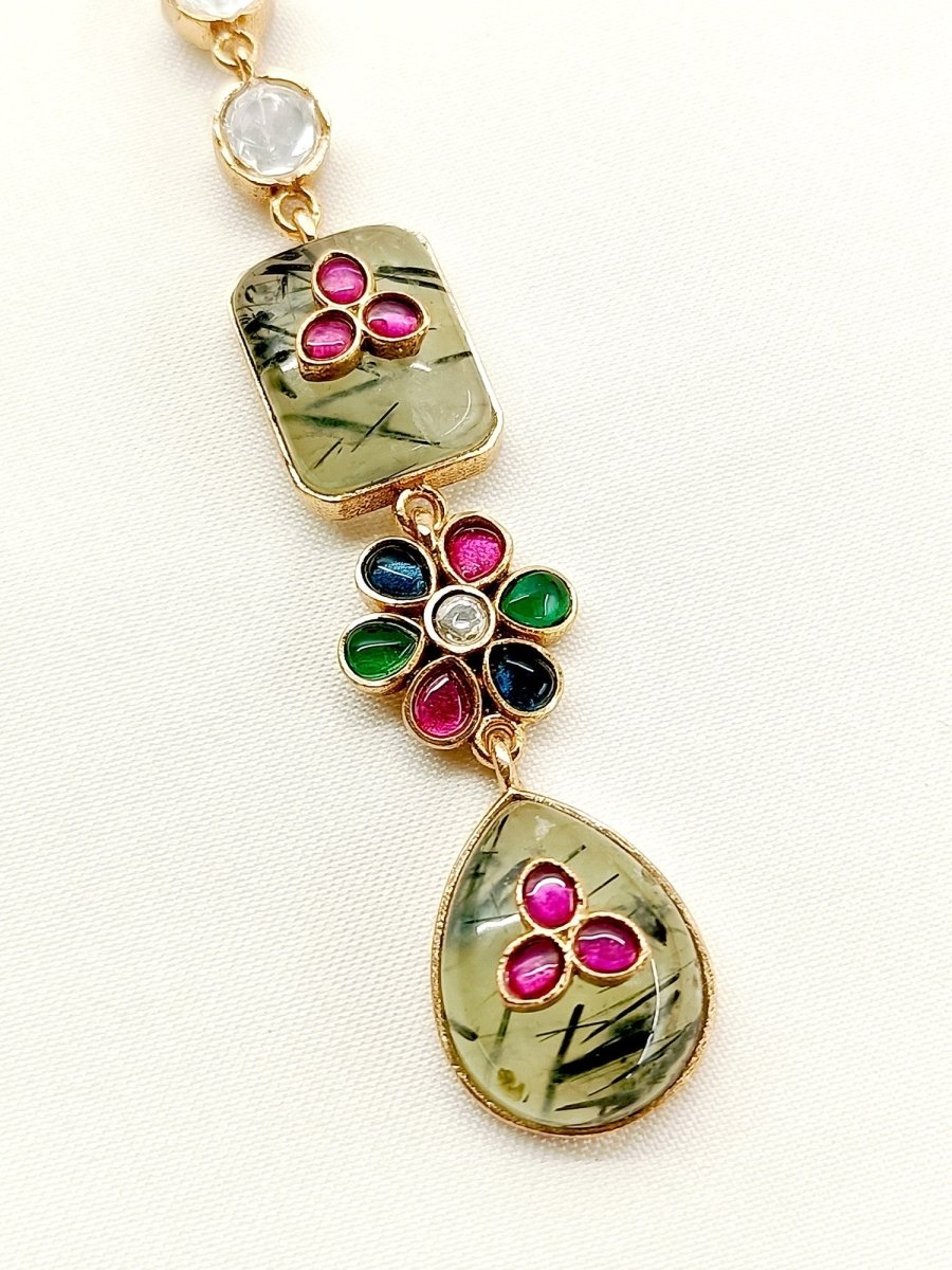 Vaani Mint Green Kundan Maangteeka - House of Sarvati LLC