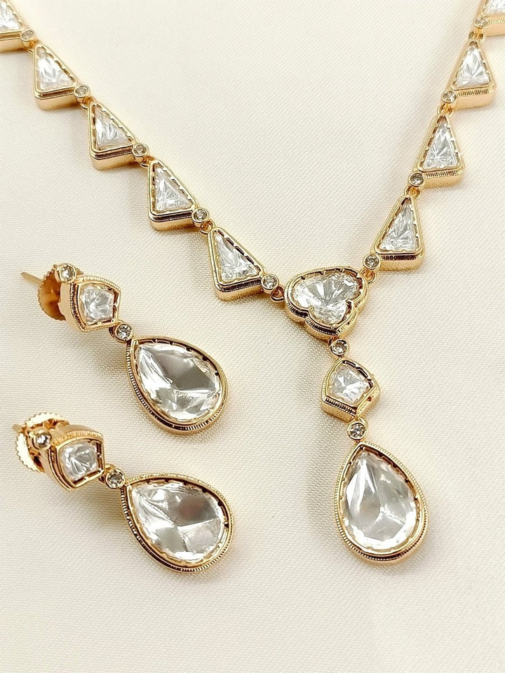 Vaidy White Kundan Necklace Set - House of Sarvati LLC