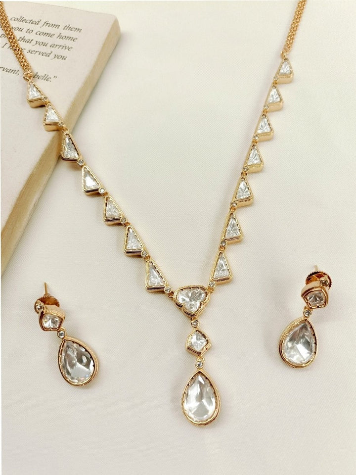 Vaidy White Kundan Necklace Set - House of Sarvati LLC
