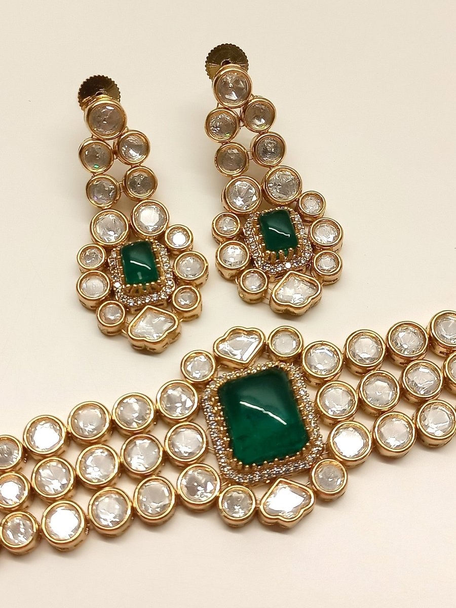 Valentina Green Kundan Choker Set - House of Sarvati LLC
