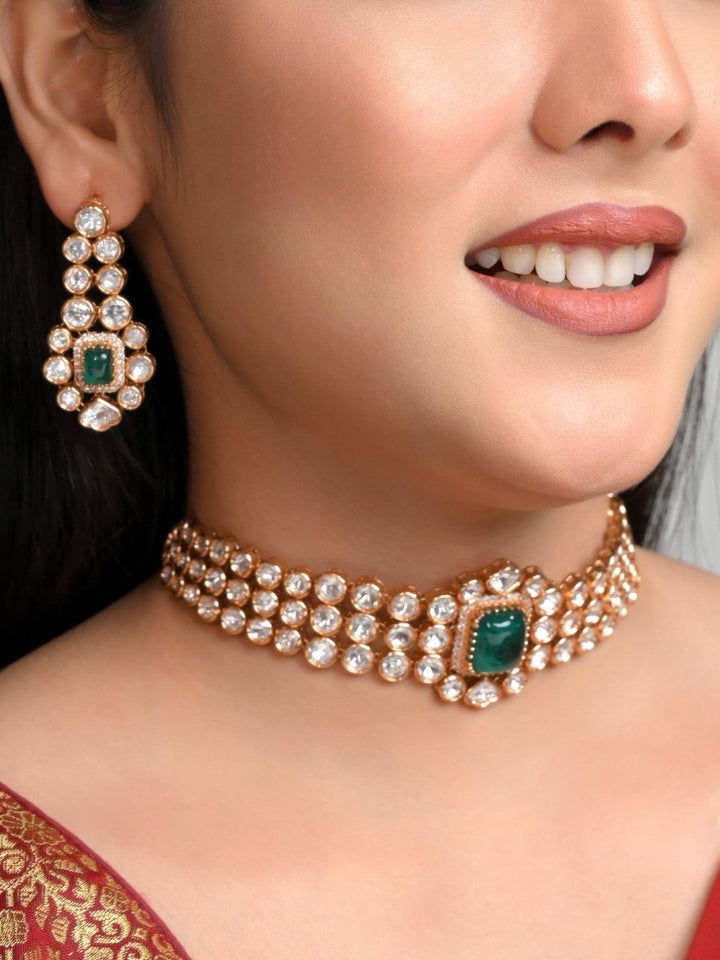 Valentina Green Kundan Choker Set - House of Sarvati LLC