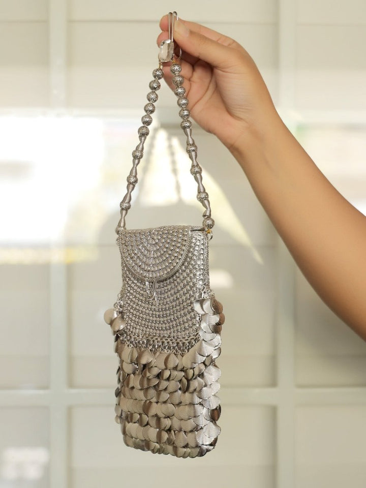 Vanika Silver Mobile Pouch - House of Sarvati LLC