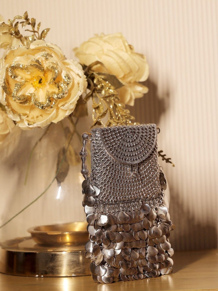 Vanika Silver Mobile Pouch - House of Sarvati LLC