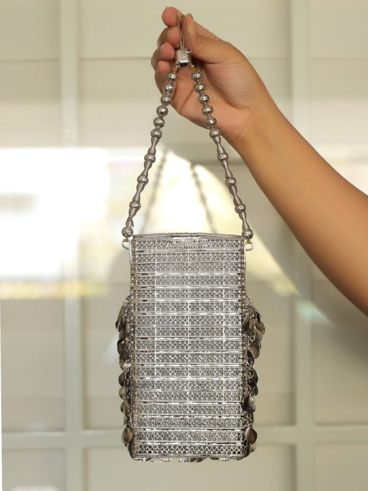 Vanika Silver Mobile Pouch - House of Sarvati LLC