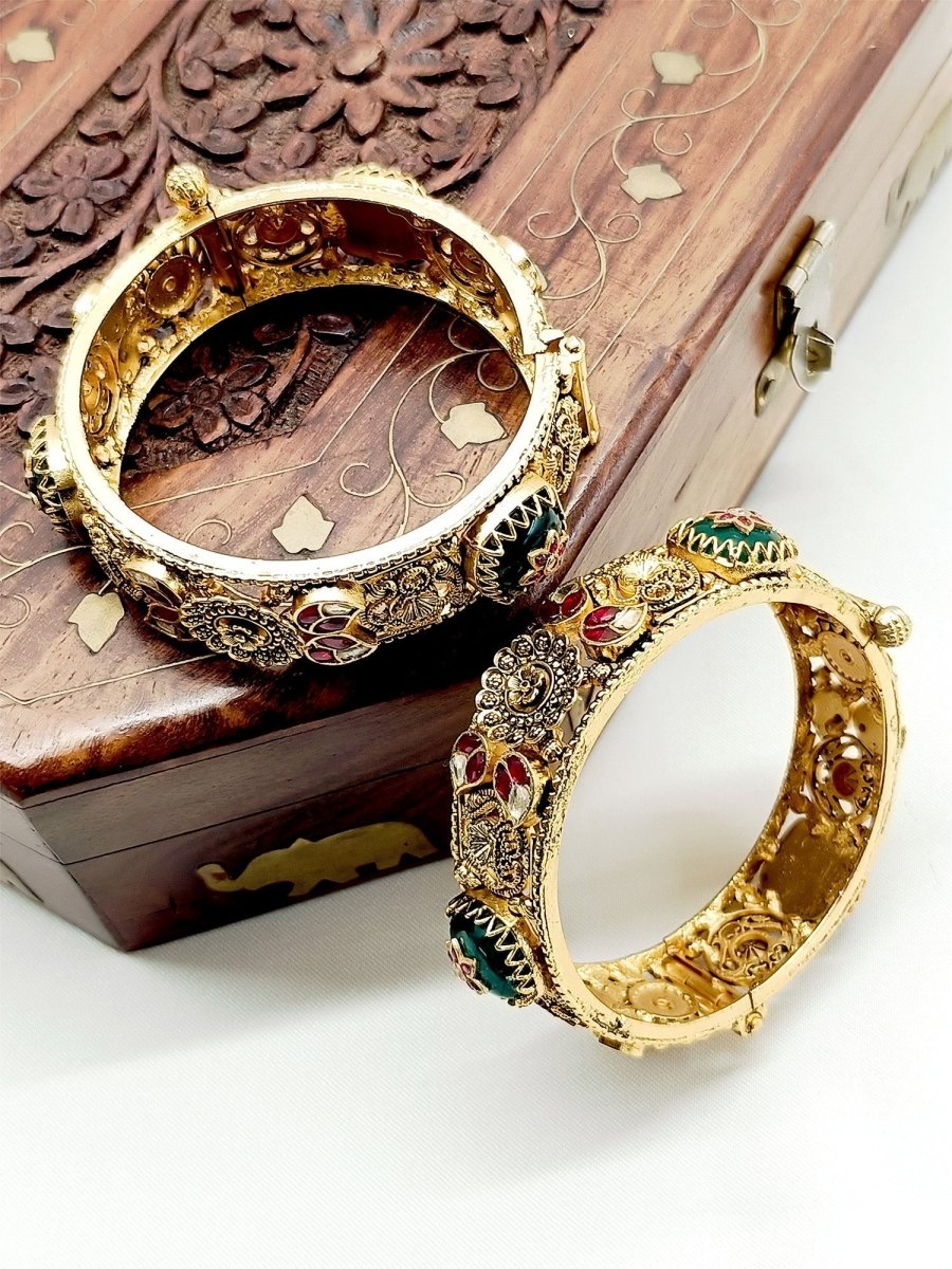 Vartika R & G Kundan Kada Set Of 2 - House of Sarvati LLC