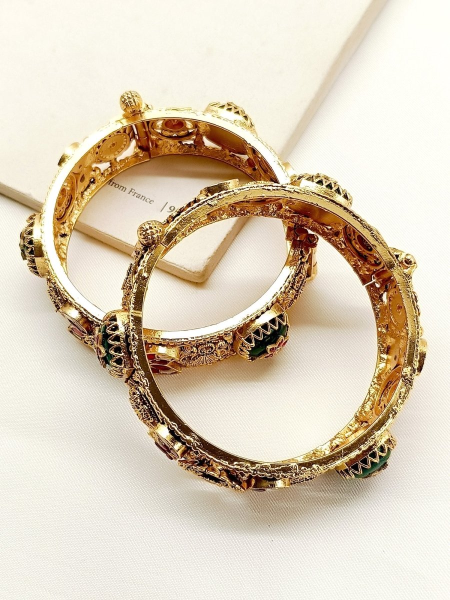 Vartika R & G Kundan Kada Set Of 2 - House of Sarvati LLC