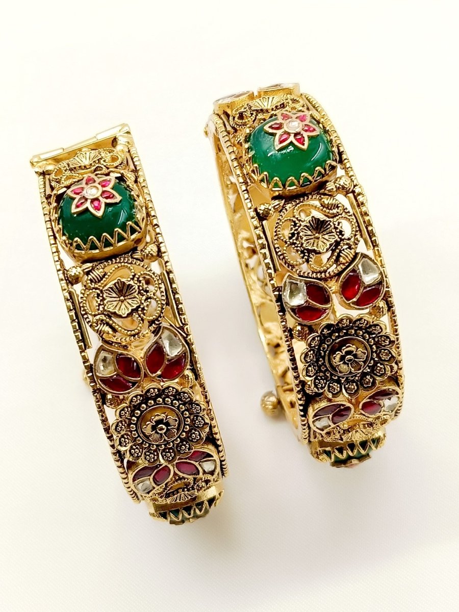 Vartika R & G Kundan Kada Set Of 2 - House of Sarvati LLC