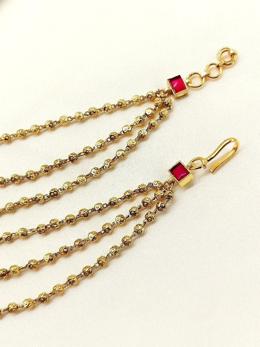 Vidushi Ruby Traditional Ear Chain - House of Sarvati LLC