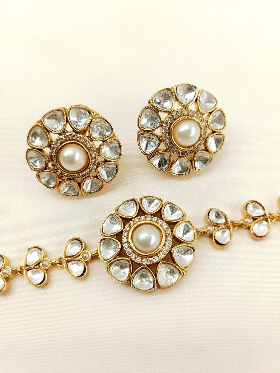 Vinamrta White Kundan Choker Set - House of Sarvati LLC