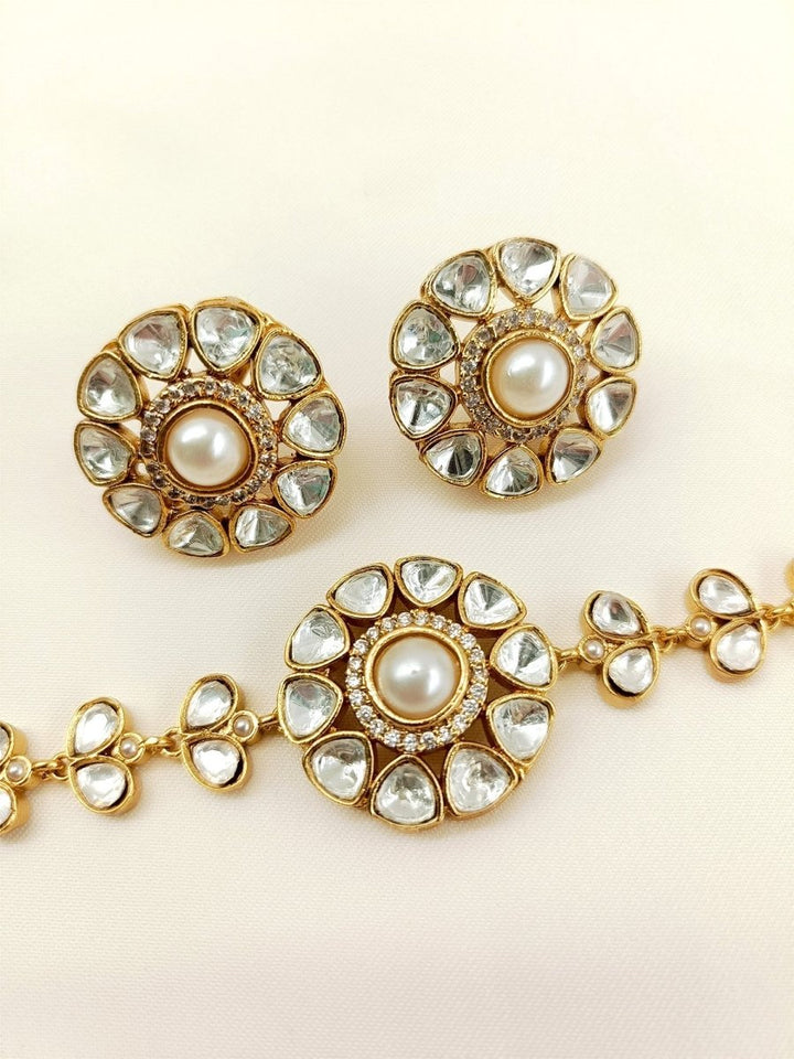 Vinamrta White Kundan Choker Set - House of Sarvati LLC